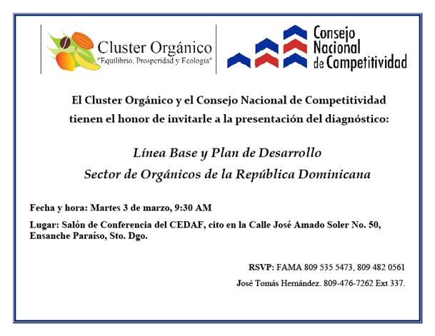 Línea base y plan de desarrollo del sector orgánicos de la República Dominicana¨