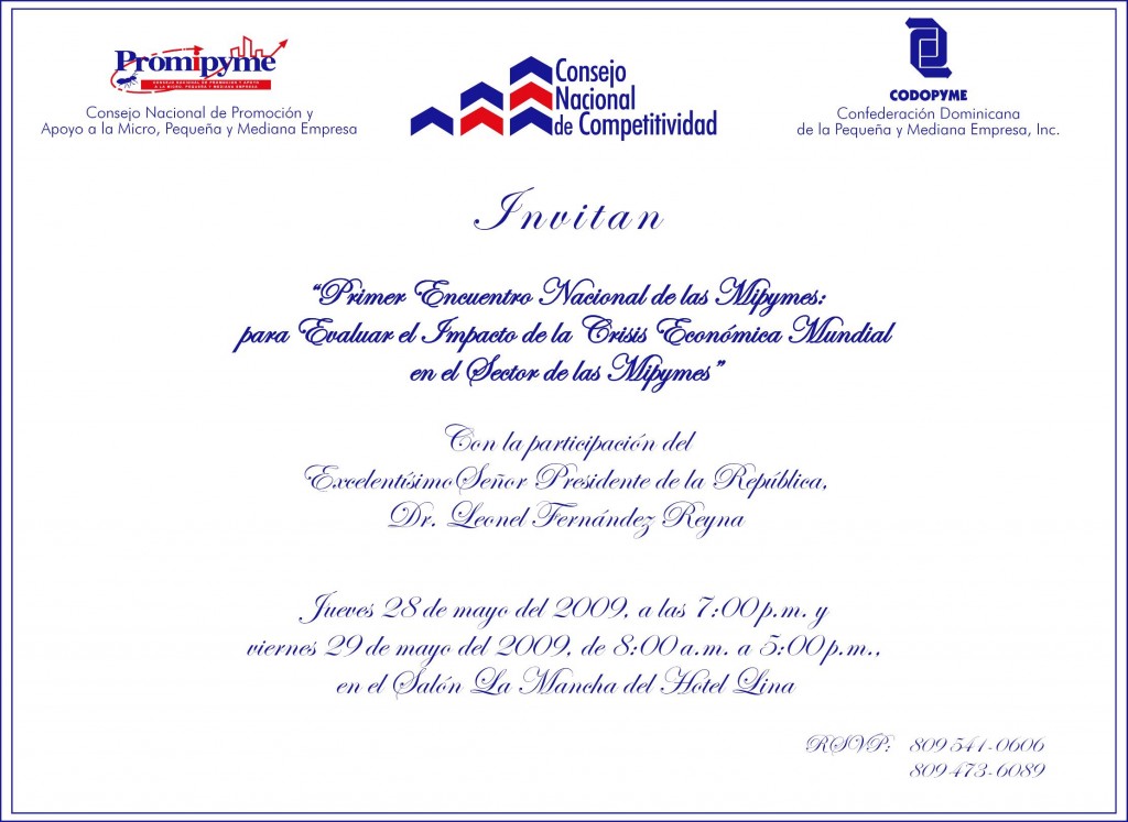 CODOPYME Invitacion Encuentro Nacional de las Mipymes 1
